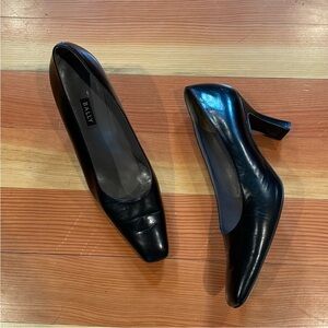 Bally Classic Black Leather Pumps